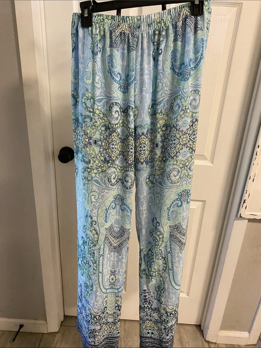 Skye's the Limit Light Blue & Aqua Paisley Wide-Leg Pants